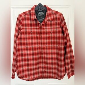 REI Cooperative Women’s Red Plaid Flannel Button Up Shirt Medium 100% Cotton